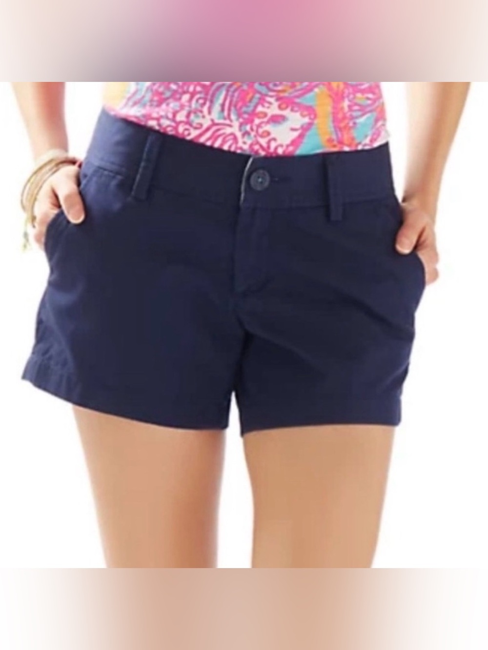 Lilly Pulitzer 100% Cotton Navy Callahan Shorts Size 4